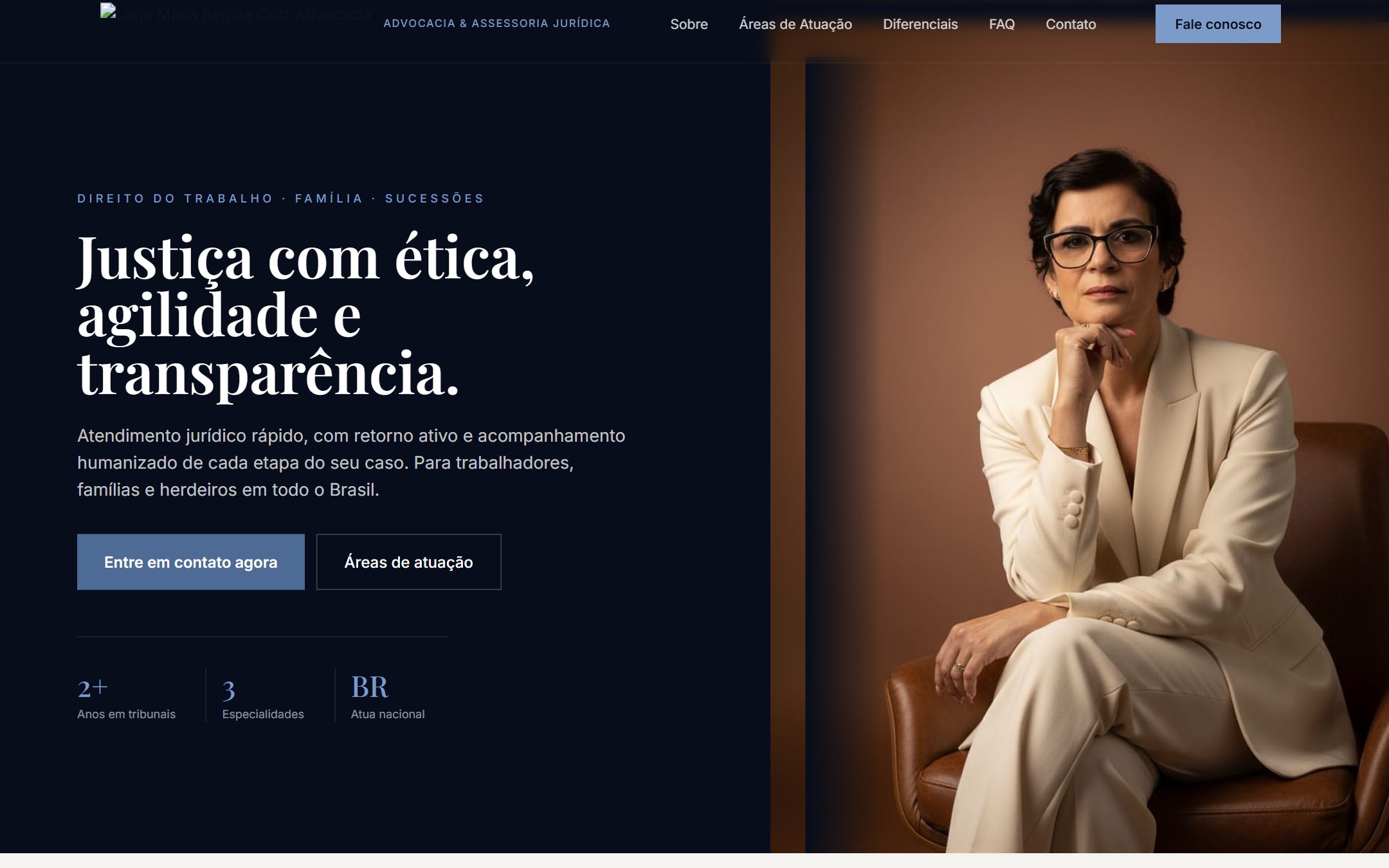 Site da advogada Maria Regina Cruz